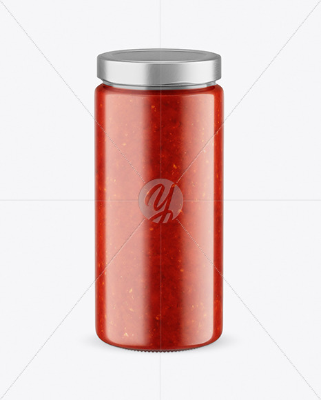 Сlear Glass Jar with Tomato sauce Mockup