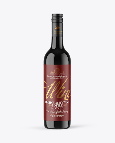 Dark Glass Wine Bottle with Screw Cap Mockup PSD #2