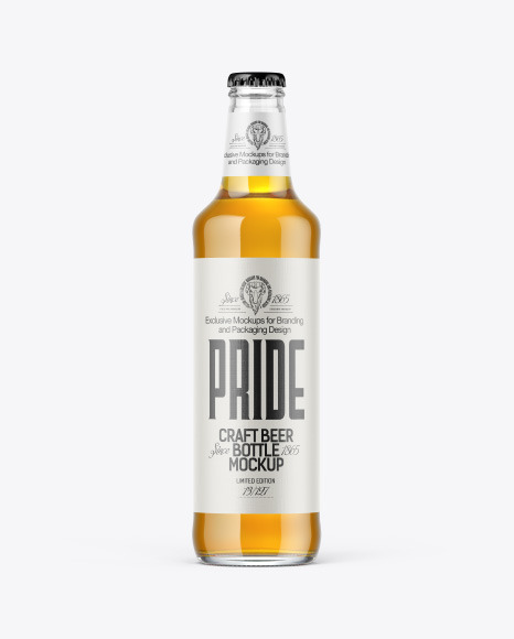 Download 500ml Clear Glass Lager Beer Bottle Mockup In Bottle Mockups On Yellow Images Object Mockups