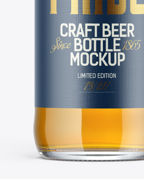 500ml Clear Glass Lager Beer Bottle Mockup
