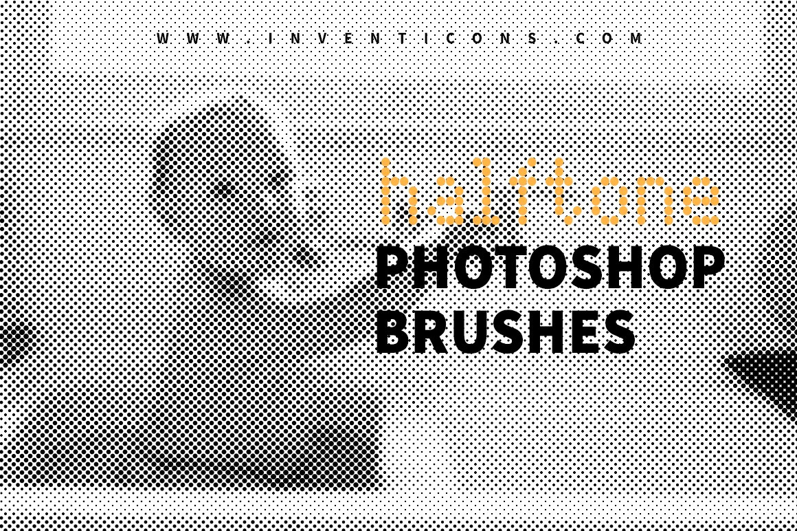 60 Halftone Brushes on Yellow Images Creative Store