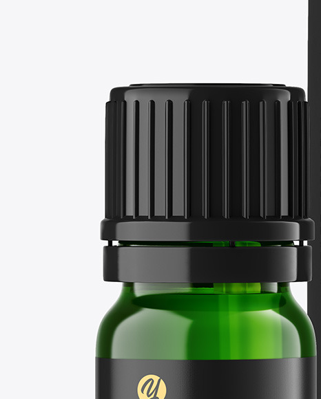 Green Glass Bottle with Box Mockup PSD #1