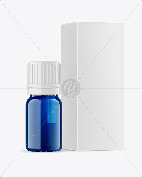 Download Blue Glass Bottle With Box Mockup In Bottle Mockups On Yellow Images Object Mockups