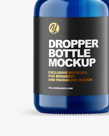 Download Blue Glass Bottle With Box Mockup In Bottle Mockups On Yellow Images Object Mockups