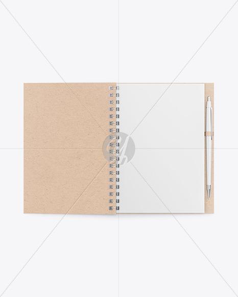 Download Kraft Paper Notebook With Writing Pen Mockup In Stationery Mockups On Yellow Images Object Mockups