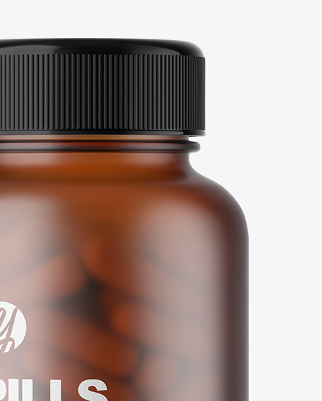 Frosted Amber Pills Bottle Mockup - Free Download Images High Quality