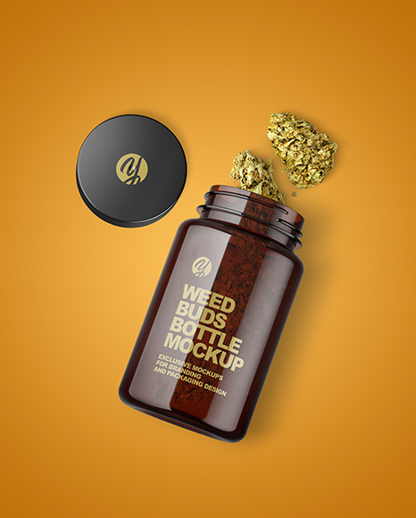 Amber Jar w/ Weed Buds Mockup