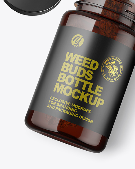 Download Amber Jar W Weed Buds Mockup Yellow Author