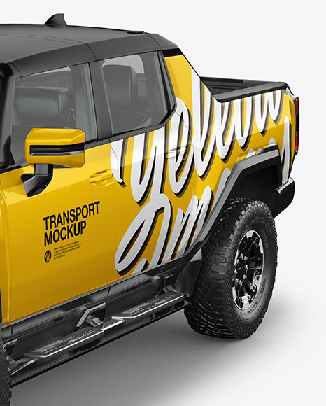 Electric Pickup Truck Mockup   Half Side View PSD #1
