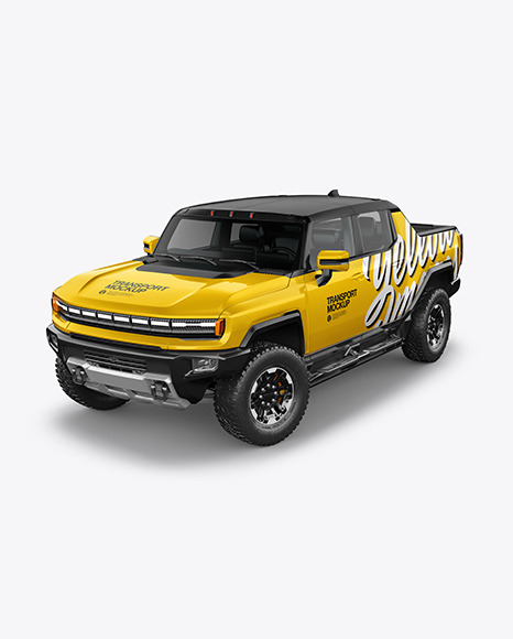 Electric Pickup Truck Mockup   Half Side View PSD #7