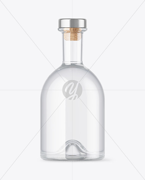 Clear Glass Vodka Bottle with Wooden Cap Mockup PSD #3