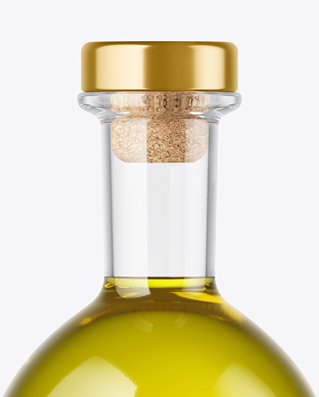 Olive Oil Bottle with Wooden Cap Mockup PSD #1