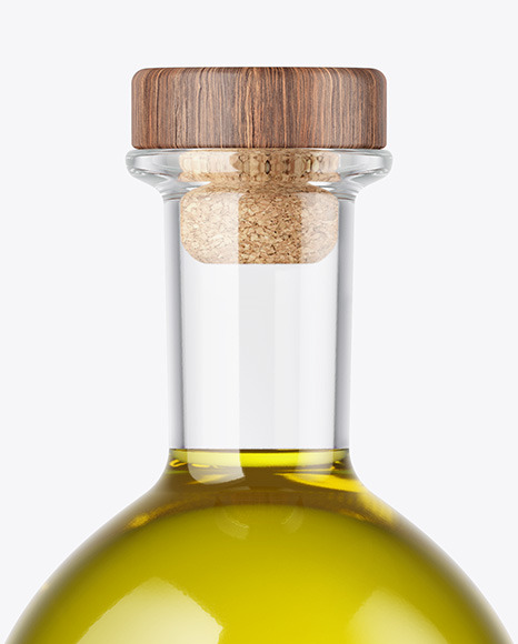 Olive Oil Bottle with Wooden Cap Mockup PSD #6