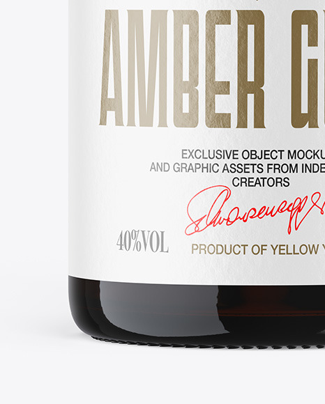 Amber Glass  Bottle with Wooden Cap Mockup PSD #5