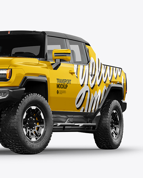 Electric Pickup Truck Mockup   Half Side View PSD #2