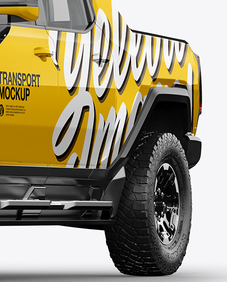 Electric Pickup Truck Mockup   Half Side View PSD #1