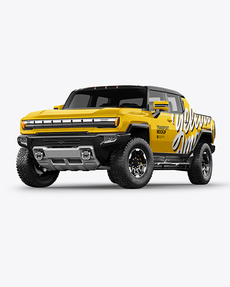 Electric Pickup Truck Mockup   Half Side View PSD #7