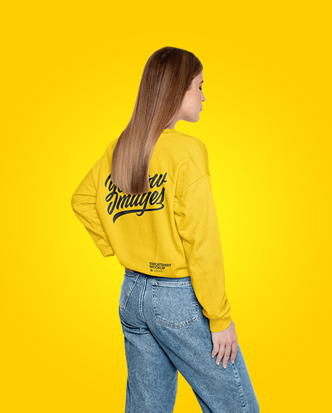 Download Girl In A Sweatshirt Mockup In Apparel Mockups On Yellow Images Object Mockups