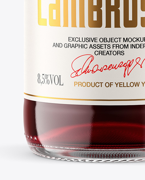 Clear Glass Bottle w  Red Wine Mockup PSD #6