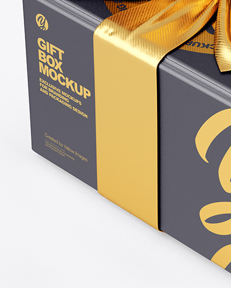 Gift Box With Tied Bow Mockup PSD #7