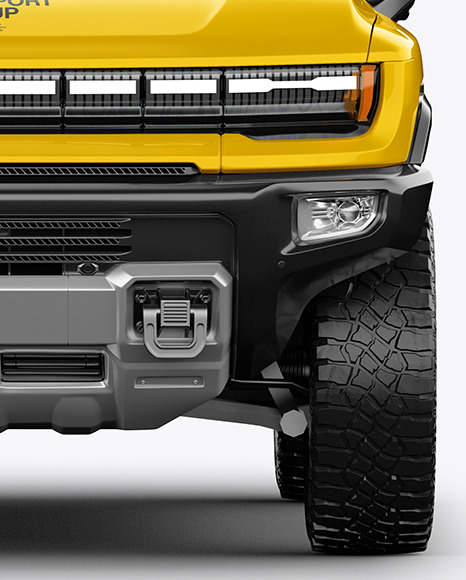 Electric Pickup Truck Mockup   Front View PSD #2