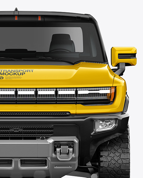 Electric Pickup Truck Mockup   Front View PSD #1