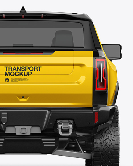 Electric Pickup Truck Mockup   Back View PSD #1