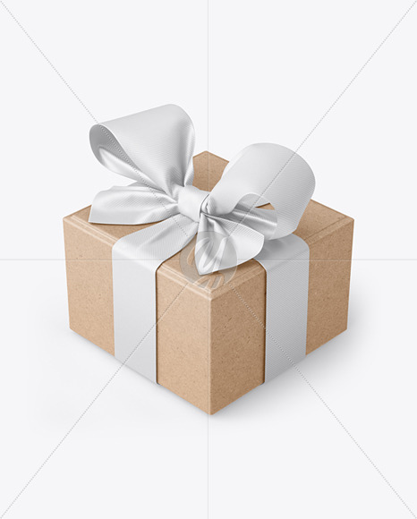 Kraft Paper Gift Box With Tied Bow Mockup PSD #1