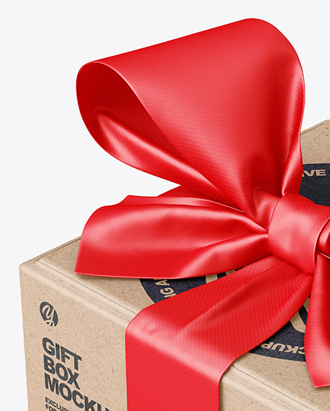 Kraft Paper Gift Box With Tied Bow Mockup PSD #4