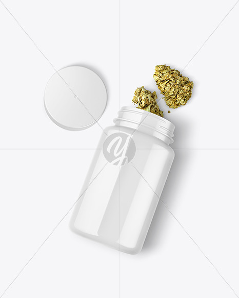 Glossy Jar w/ Weed Buds Mockup