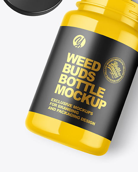 Glossy Jar w/ Weed Buds Mockup