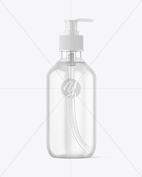 Clear Cosmetic Bottle with Pump Mockup Clear Cosmetic Bottle with Pump Mockup