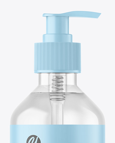 Clear Cosmetic Bottle with Pump Mockup PSD #2
