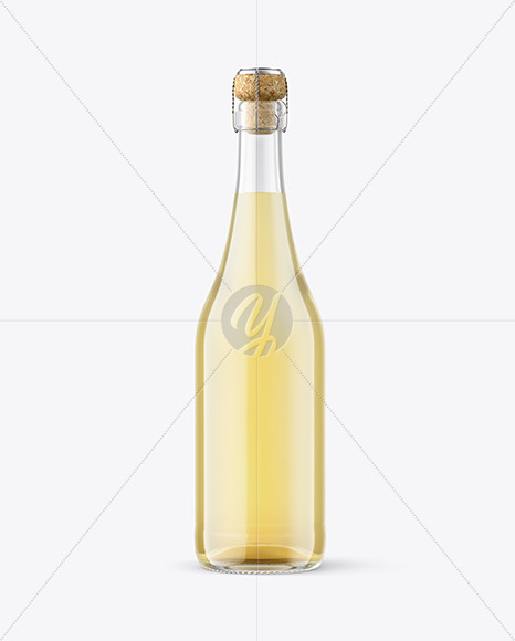 Clear Glass Bottle w/ White Wine Mockup Clear Glass Bottle w/ White Wine Mockup