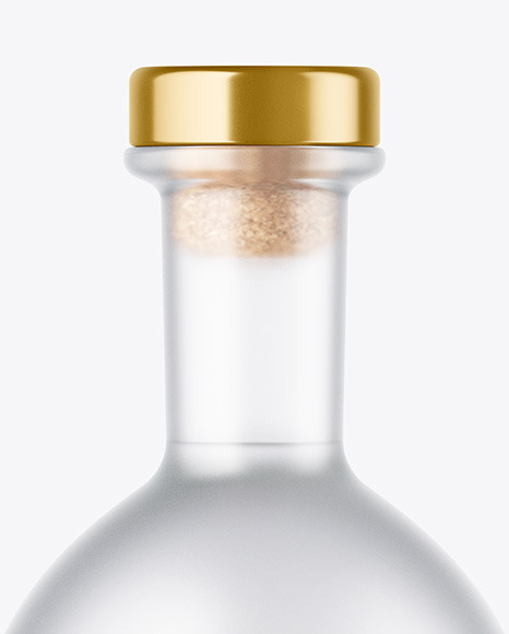 Frosted Glass Vodka Bottle with Wooden Cap Mockup PSD #2
