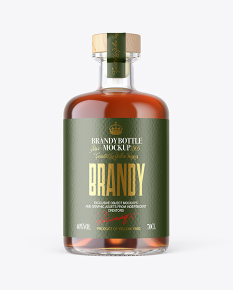 Brandy Bottle with Wooden Cap Mockup PSD #2