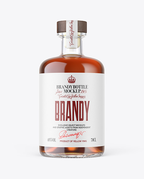 Brandy Bottle with Wooden Cap Mockup PSD #1
