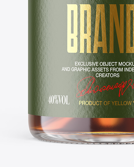 Brandy Bottle with Wooden Cap Mockup PSD #5