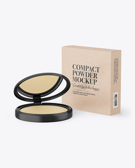 Download Compact Powder With Kraft Box Mockup In Packaging Mockups On Yellow Images Object Mockups