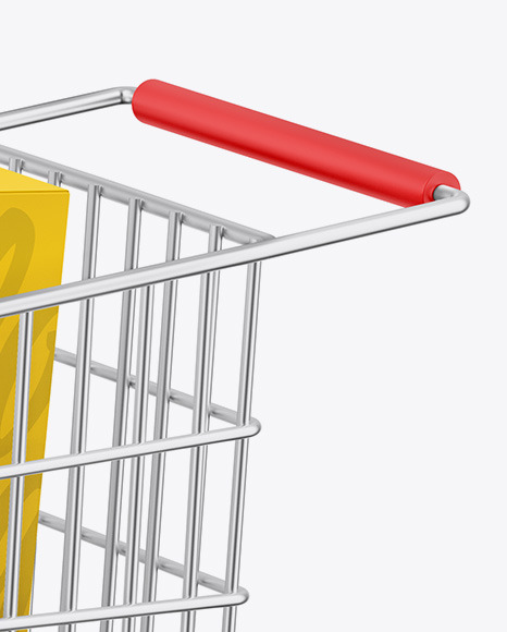 Shopping Cart W Paper Box Mockup PSD #1