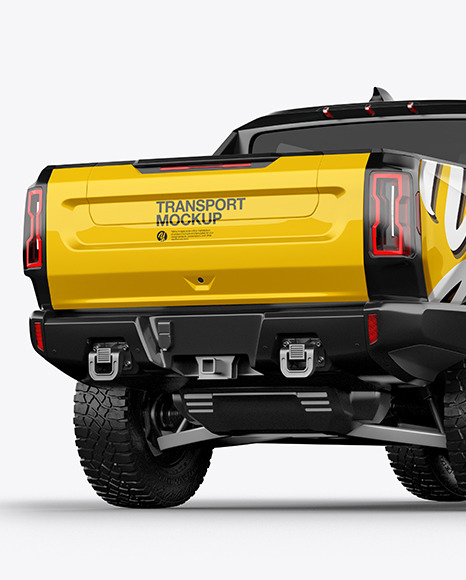 Electric Pickup Truck Mockup   Back Half Side View PSD #2