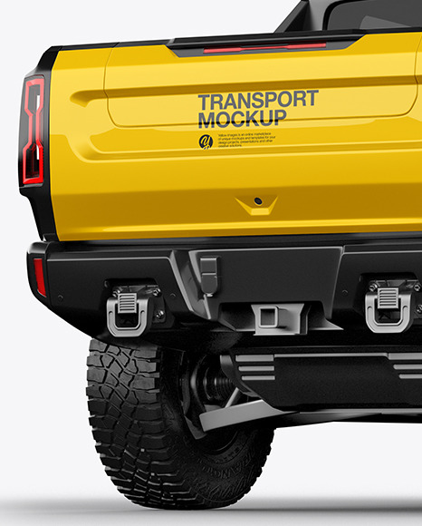 Electric Pickup Truck Mockup   Back Half Side View PSD #1