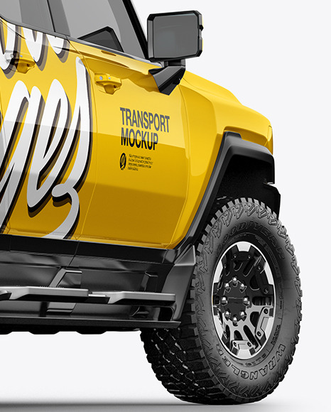 Electric Pickup Truck Mockup   Back Half Side View PSD #6