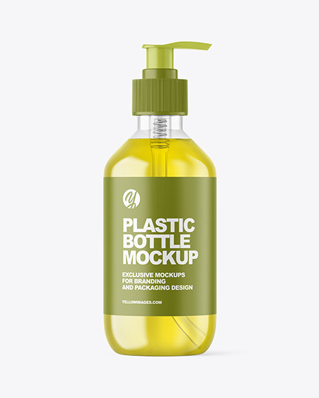 Color Liquid Cosmetic Bottle with Pump Mockup