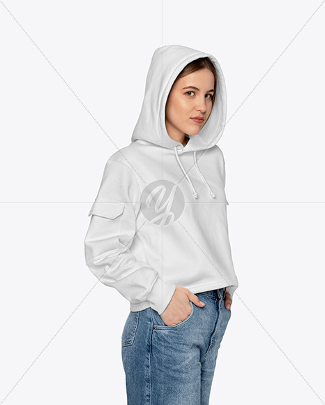 Girl In A Hoodie Mockup In Apparel Mockups On Yellow Images Object Mockups