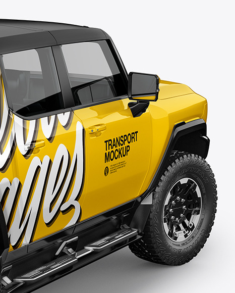 Electric Pickup Truck Mockup - Back Half Side View (High-Angle Shot) electric 45965