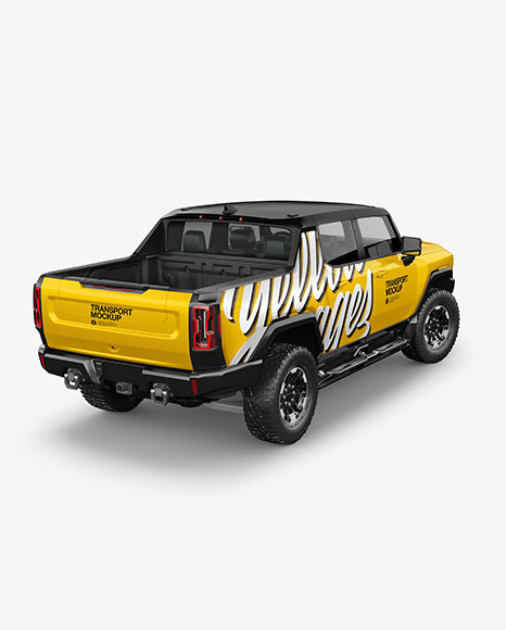 Electric Pickup Truck Mockup - Back Half Side View (High-Angle Shot) full-size 45966