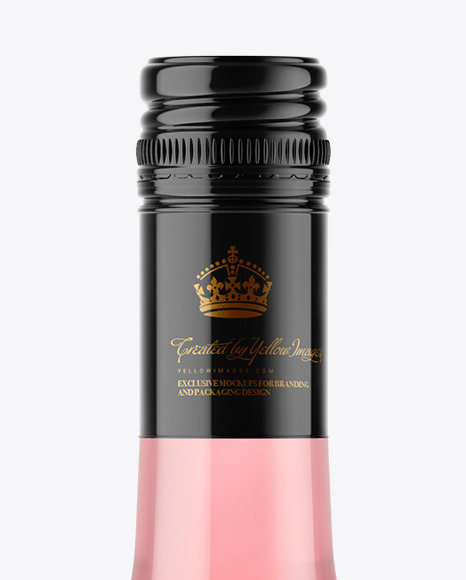 Clear Glass Pink Wine Bottle with Screw Cap Mockup PSD #1