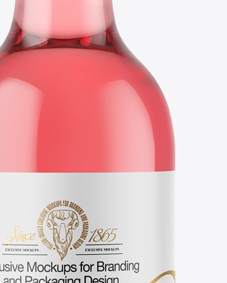Clear Glass Pink Wine Bottle with Screw Cap Mockup PSD #6