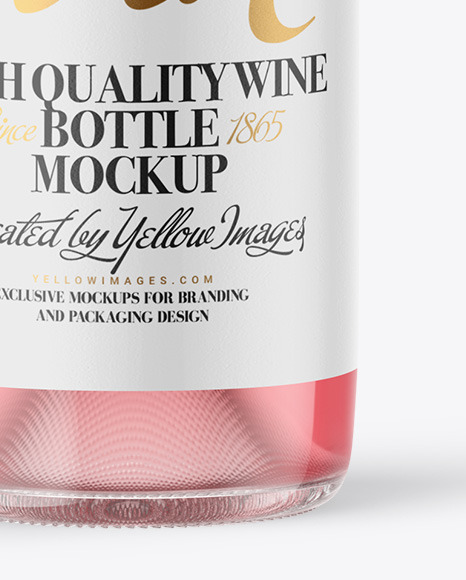 Clear Glass Pink Wine Bottle with Screw Cap Mockup PSD #7